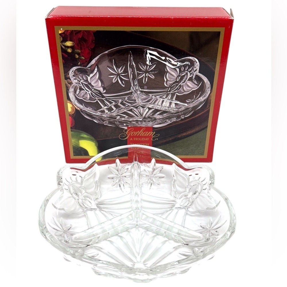 Gorham A Holiday Traditions Angels of Peace Divided Relish Bowl EUC - Picture 5 of 7